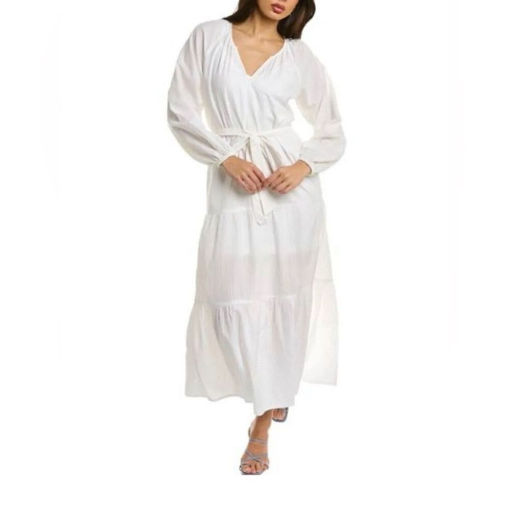 NWT Anthro Bishop + Young White Maxi Dress size Medium Long Sleeve Cottagecore
